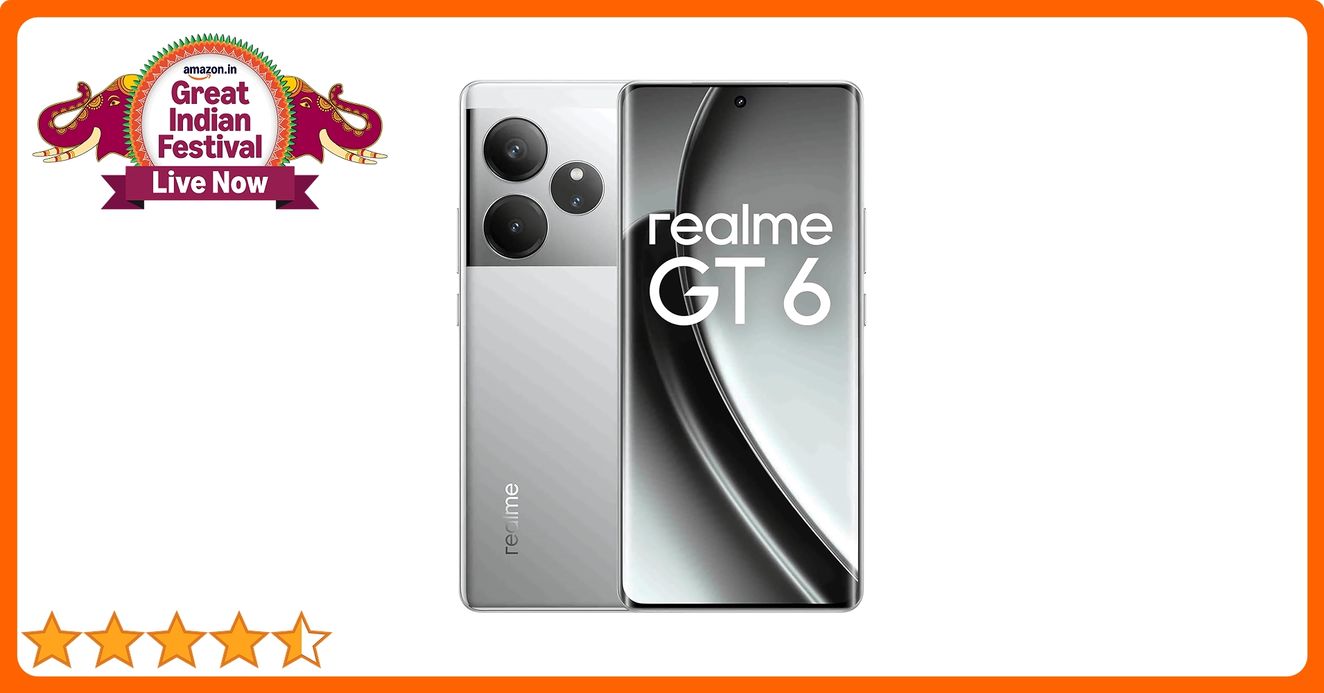 realme GT 6 5G Smartphone 16GB+512GB Silver, 6.78 inch